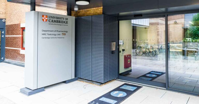 University of Cambridge Department of Pharmacology Entrance Sign